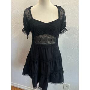 Lucy Paris Black Puff Sleeve Sundress- Size Large